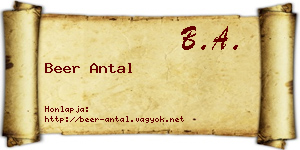 Beer Antal névjegykártya